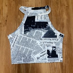Newspaper print crop top